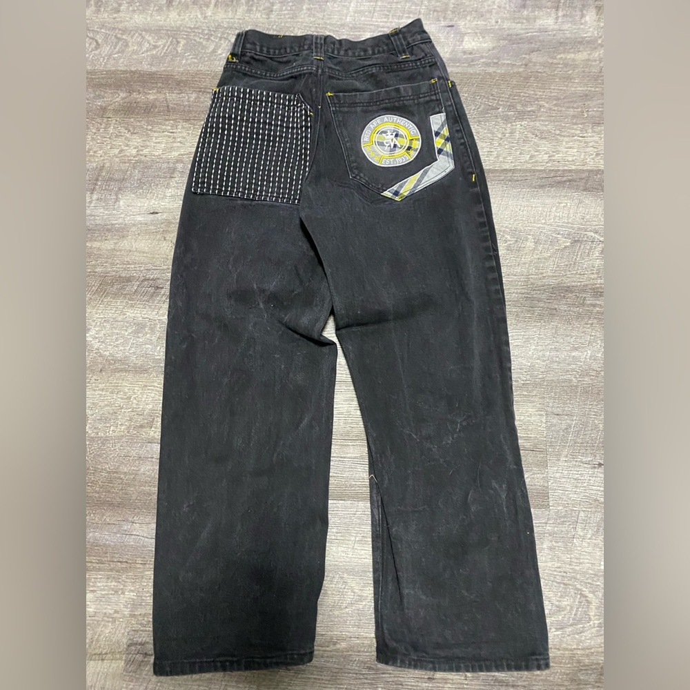 Black Graphic Patchwork Jeans